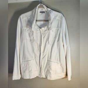 Croft & Barrow Full Zip Cotton White Jacket Casual, Beach Sz XL